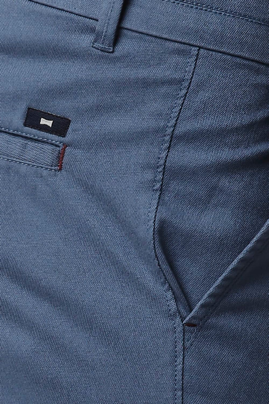 BASICS TAPERED FIT FAIENCE BLUE COTTON STRETCH TROUSERS