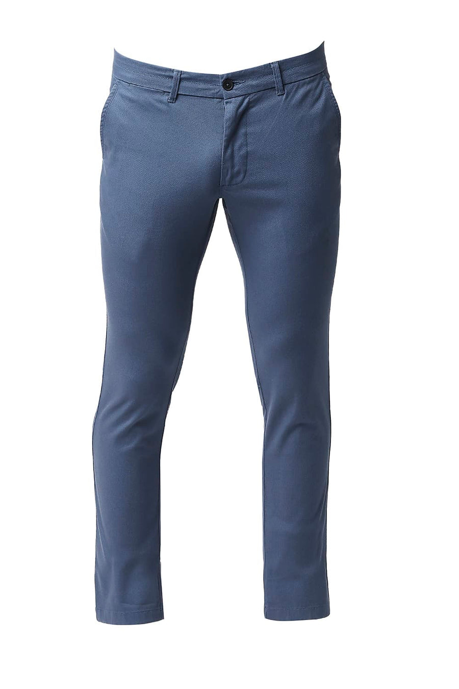 BASICS TAPERED FIT FAIENCE BLUE COTTON STRETCH TROUSERS