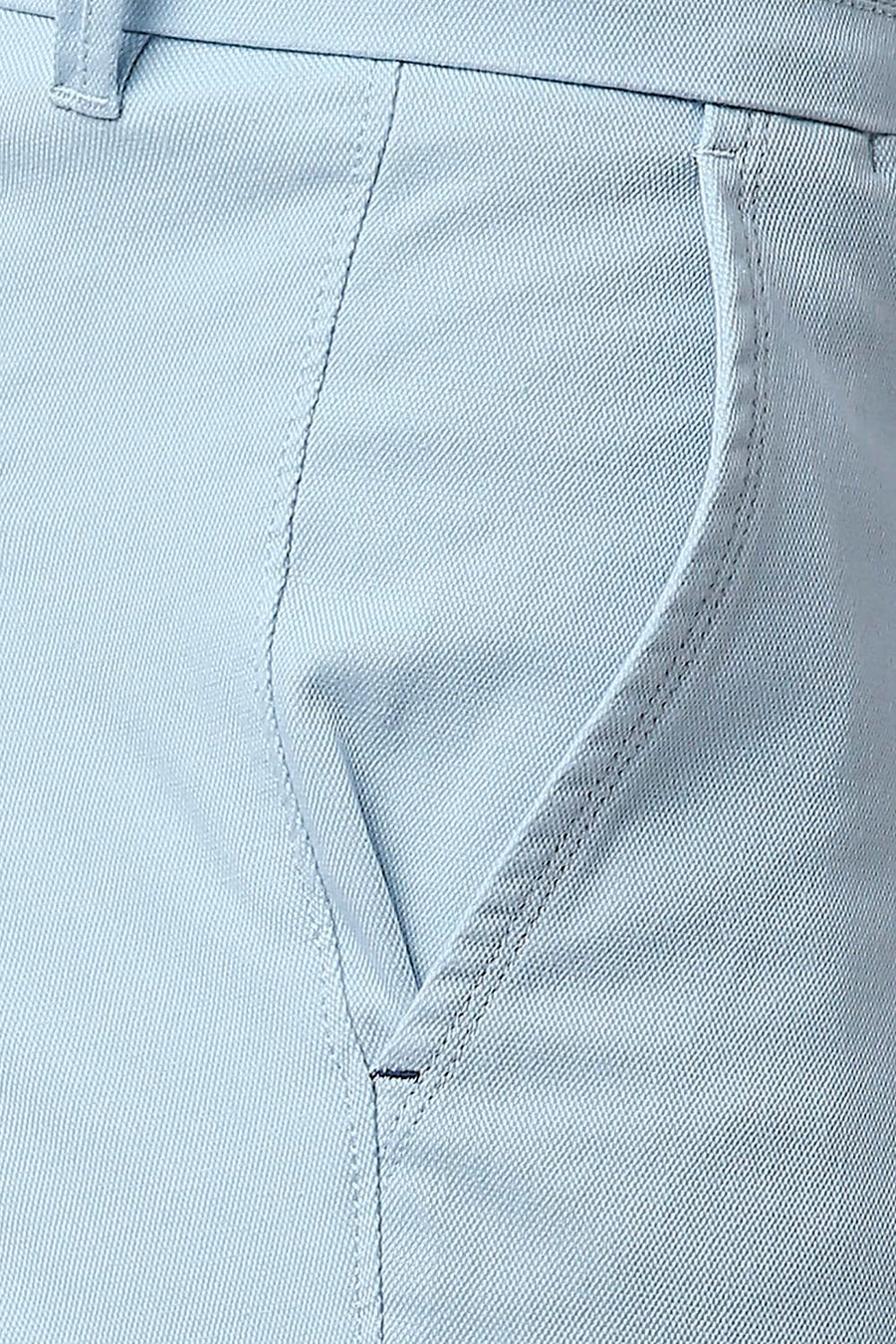 BASICS TAPERED FIT CORYDALIS BLUE COTTON STRETCH TROUSERS