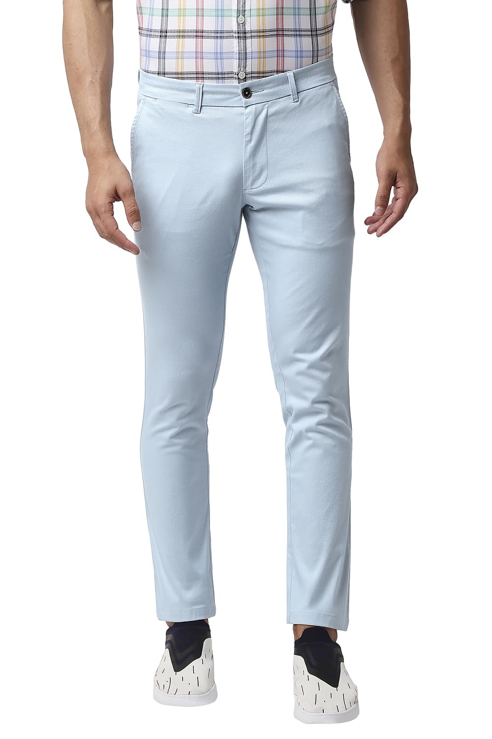 BASICS TAPERED FIT COTTON STRETCH TROUSERS