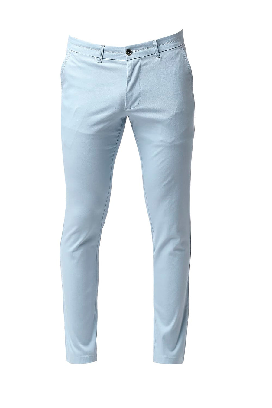 BASICS TAPERED FIT CORYDALIS BLUE COTTON STRETCH TROUSERS