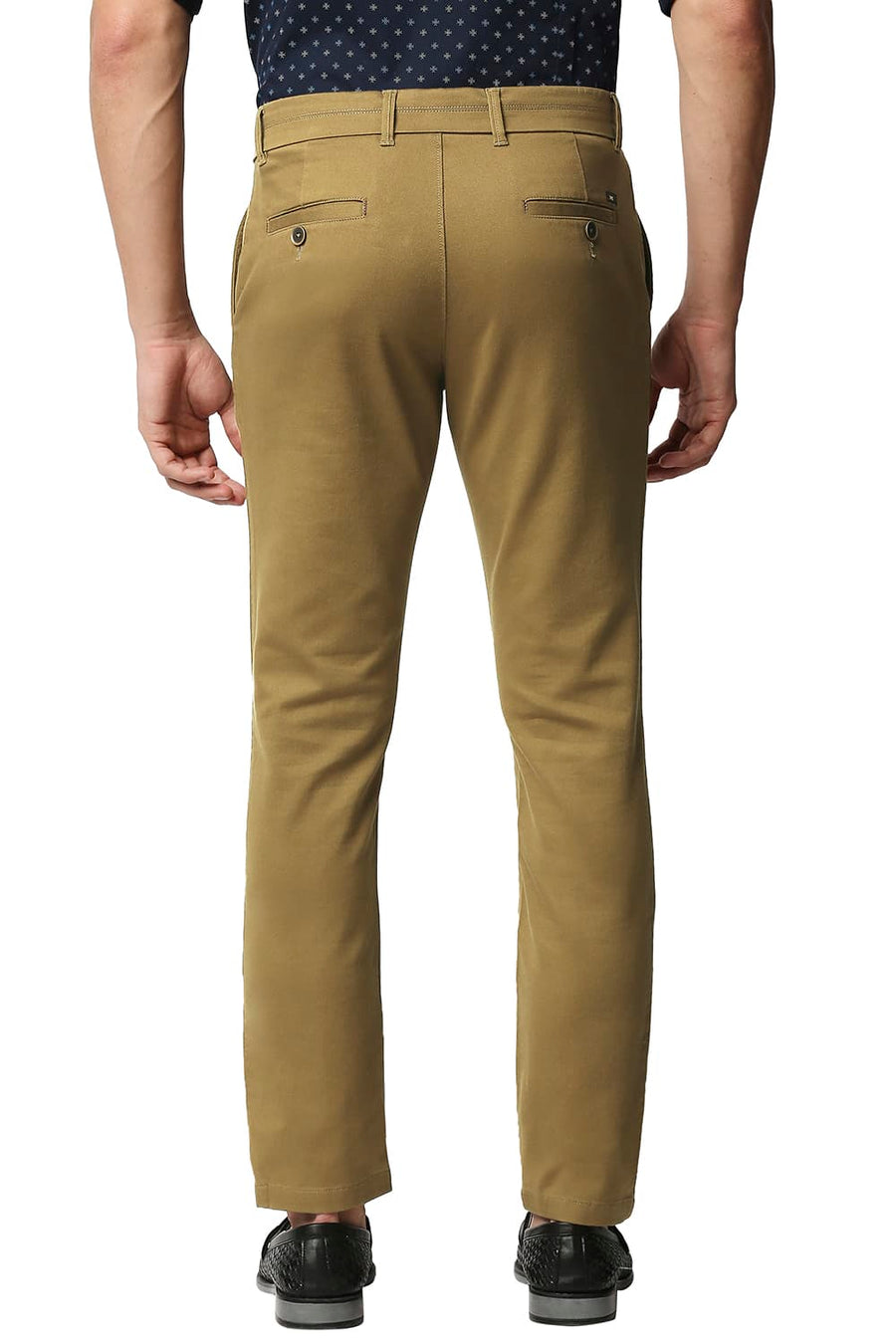 BASICS TAPERED FIT TAPENADE BROWN STRETCH TROUSERS