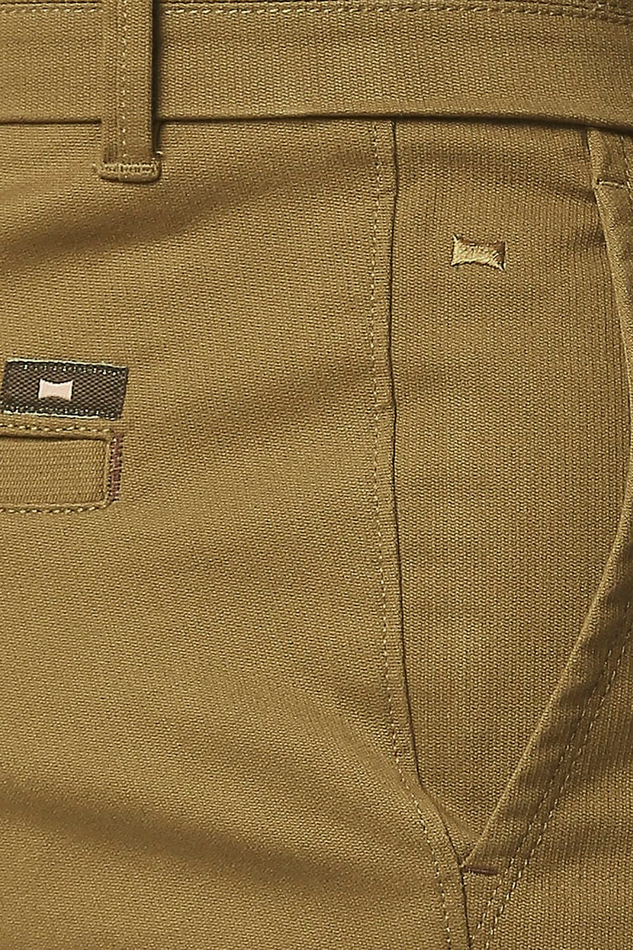 BASICS TAPERED FIT TAPENADE BROWN STRETCH TROUSERS