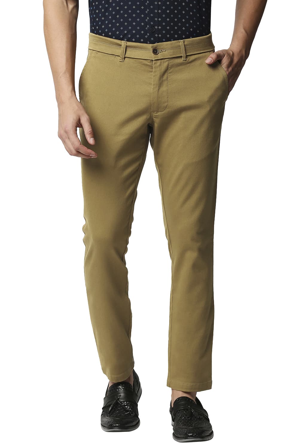 BASICS TAPERED FIT STRETCH TROUSERS