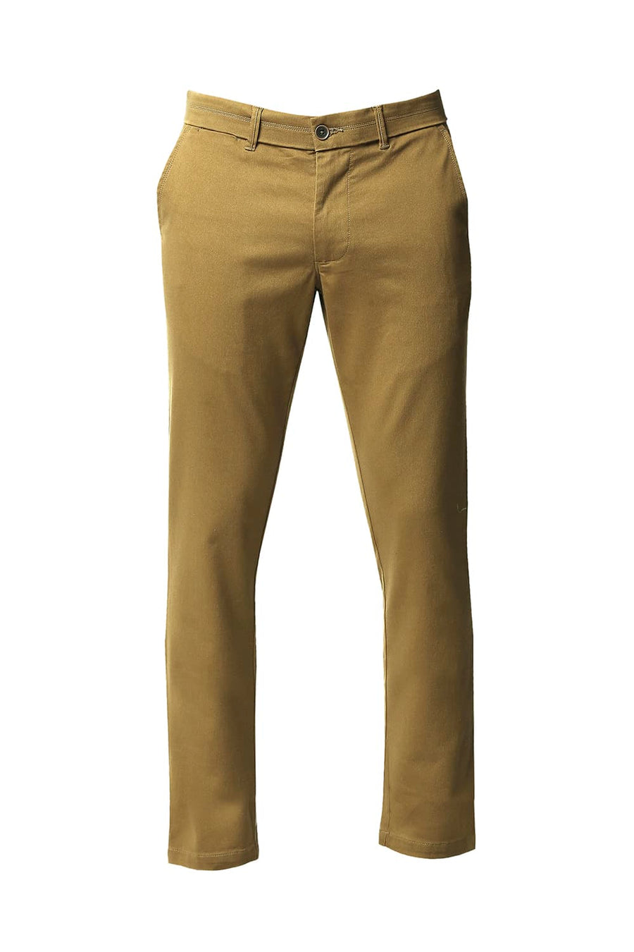 BASICS TAPERED FIT TAPENADE BROWN STRETCH TROUSERS