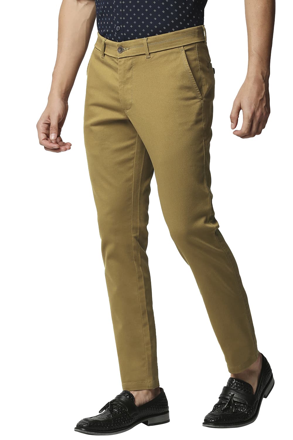 BASICS TAPERED FIT STRETCH TROUSERS