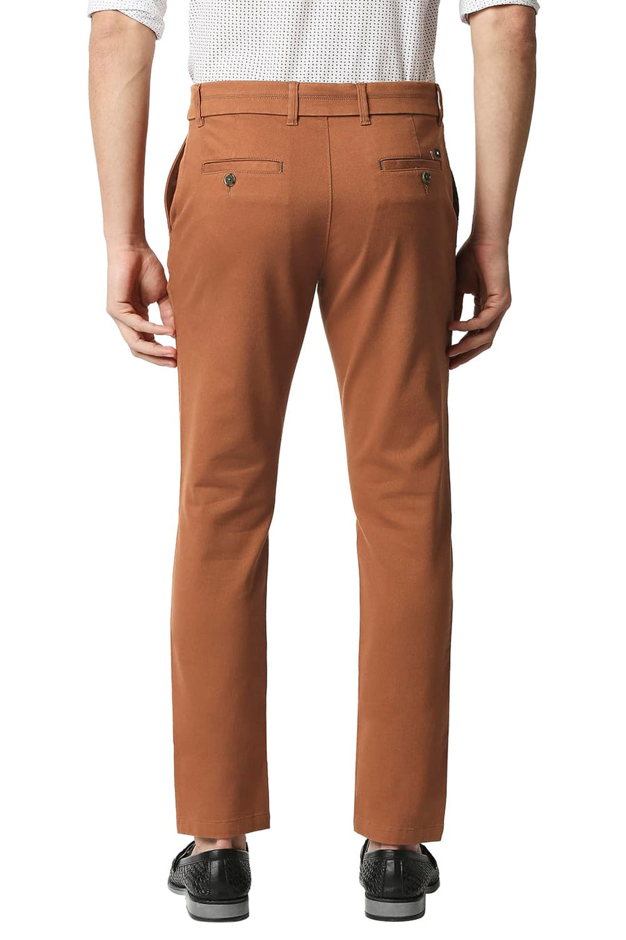 BASICS TAPERED FIT ADOBE BRICK STRETCH TROUSERS