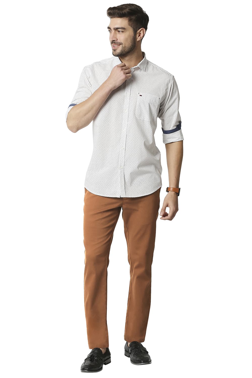 BASICS TAPERED FIT STRETCH TROUSERS