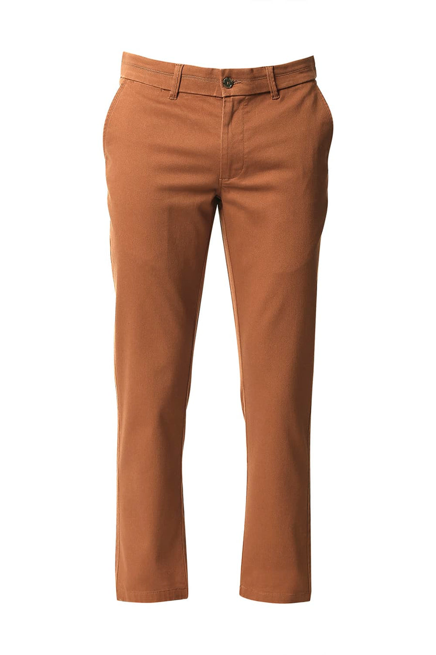 BASICS TAPERED FIT ADOBE BRICK STRETCH TROUSERS