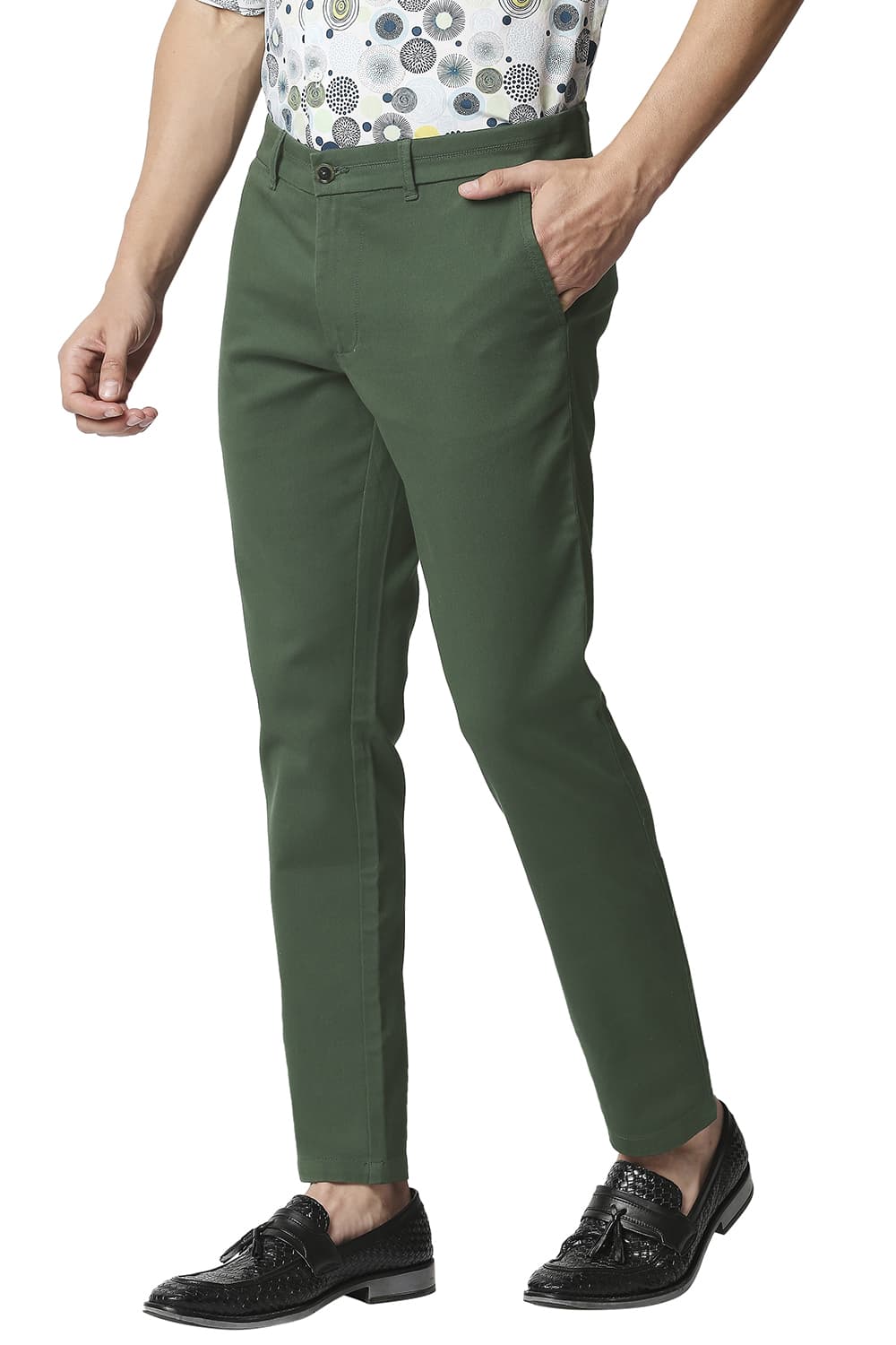 BASICS TAPERED FIT STRETCH TROUSERS