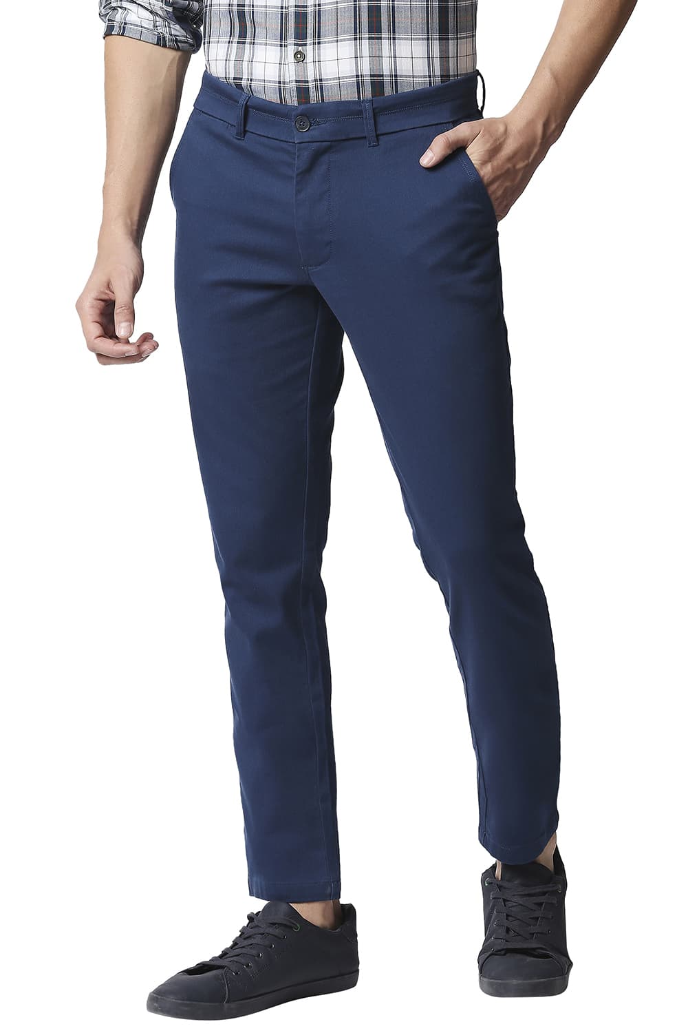 BASICS TAPERED FIT STRETCH TROUSERS