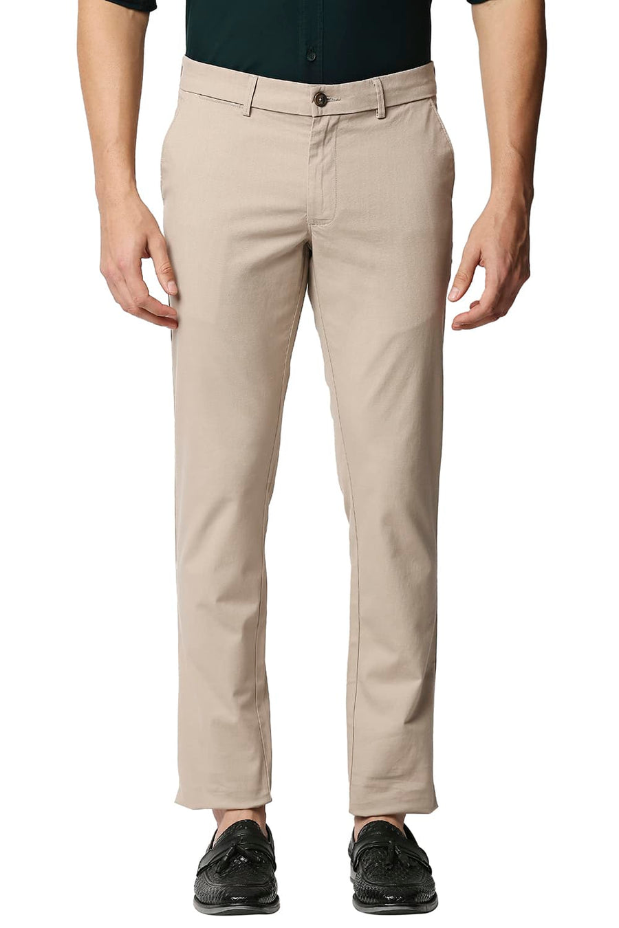 BASICS TAPERED FIT ANCIENT BEIGE STRETCH TROUSERS