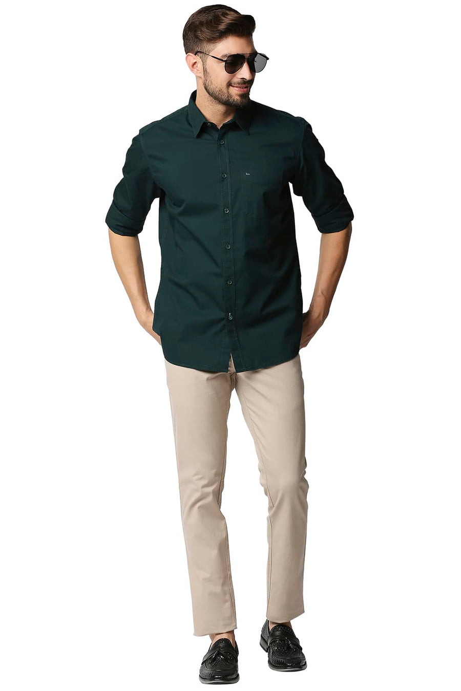 BASICS TAPERED FIT ANCIENT BEIGE STRETCH TROUSERS