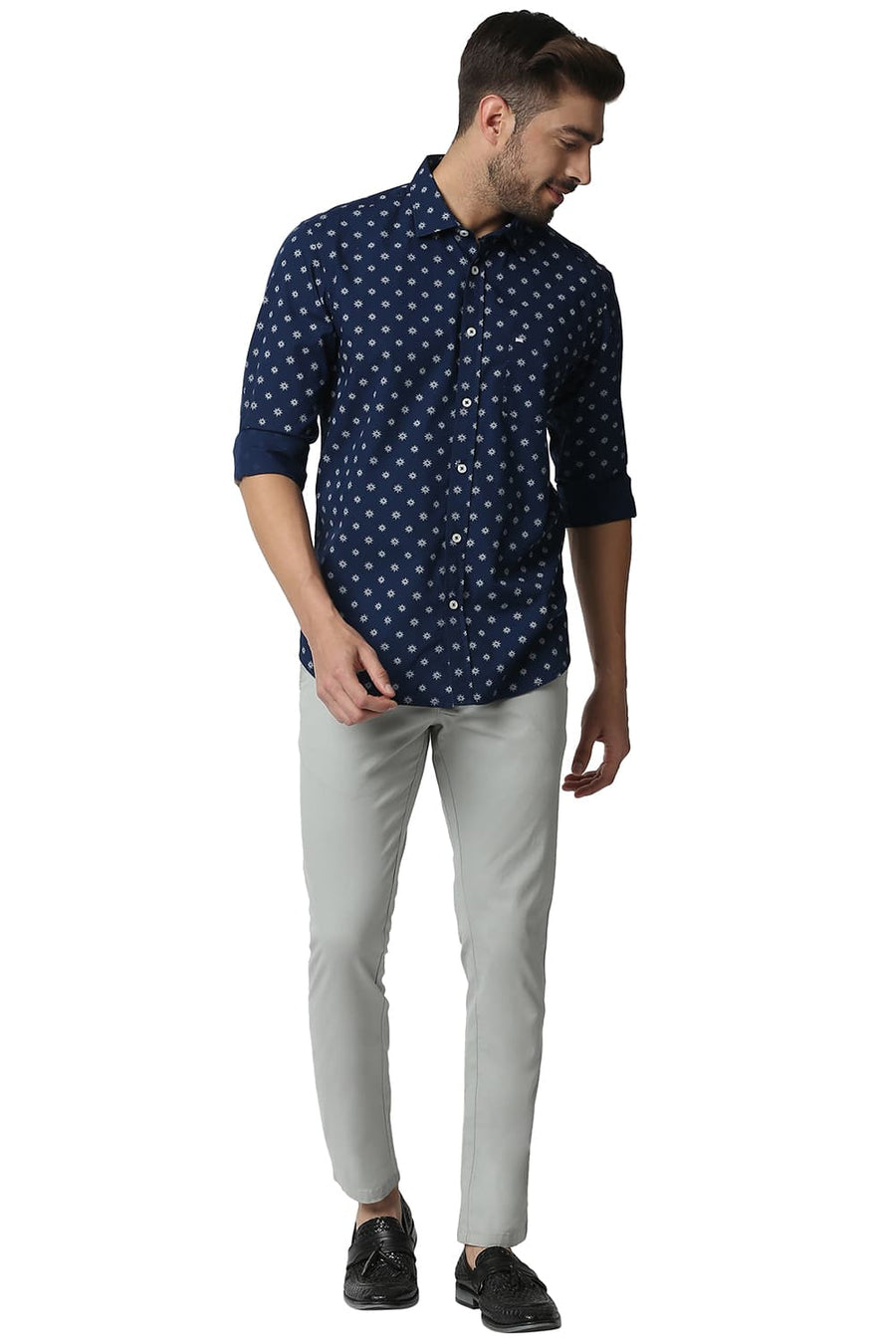 BASICS TAPERED FIT JADEITE GREEN STRETCH TROUSERS