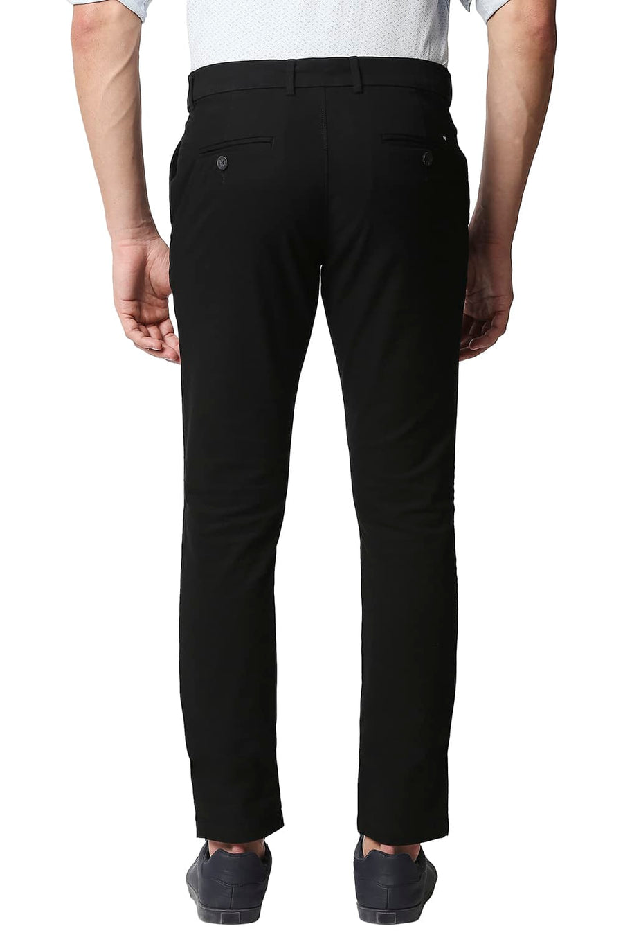 BASICS TAPERED FIT PHANTOM BLACK STRETCH TROUSERS