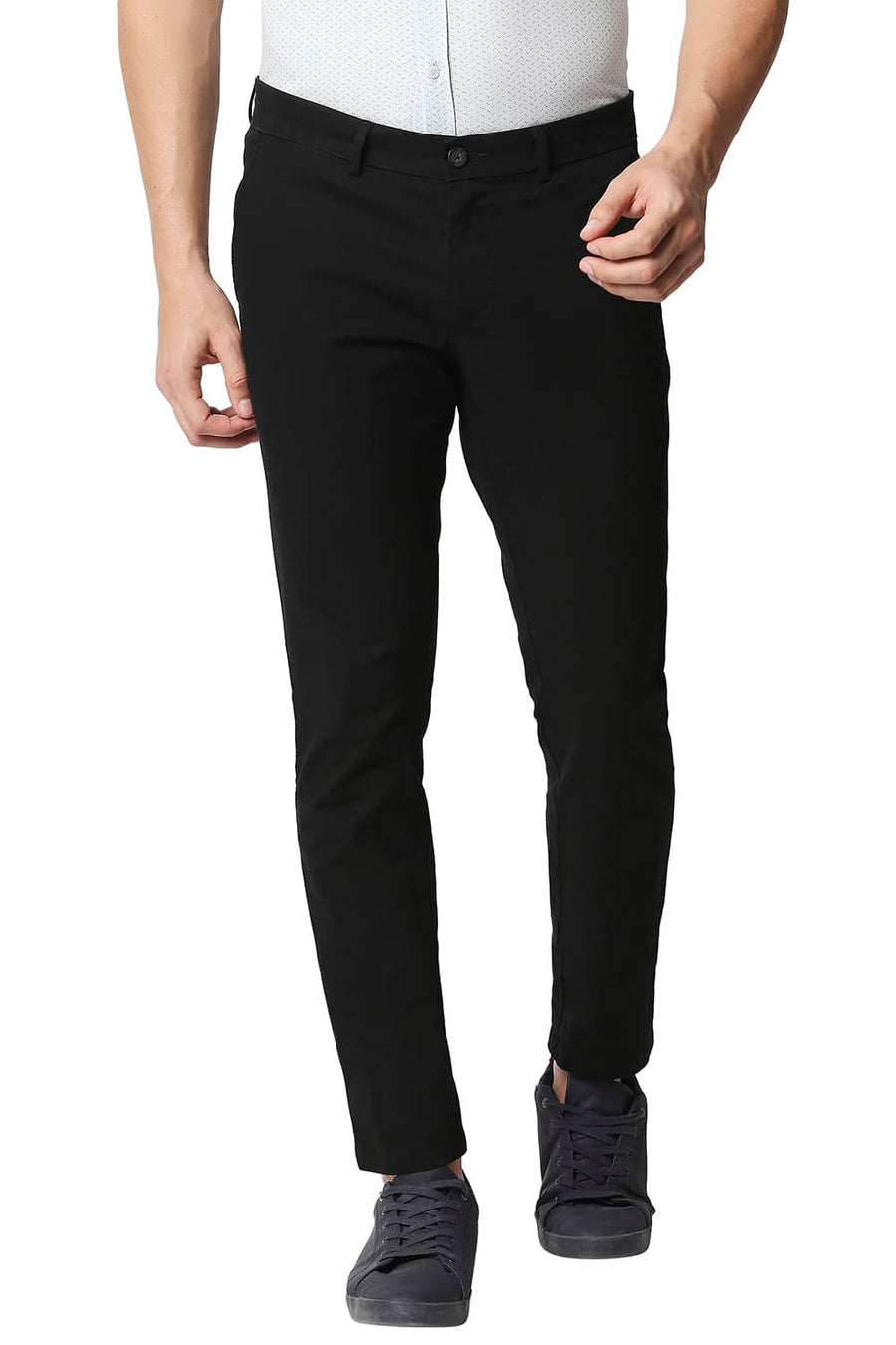 BASICS TAPERED FIT PHANTOM BLACK STRETCH TROUSERS