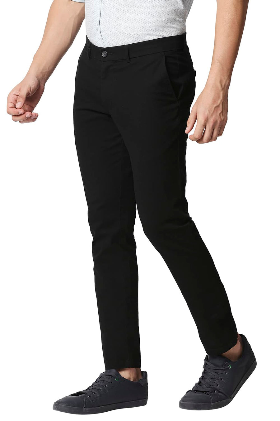 BASICS TAPERED FIT PHANTOM BLACK STRETCH TROUSERS