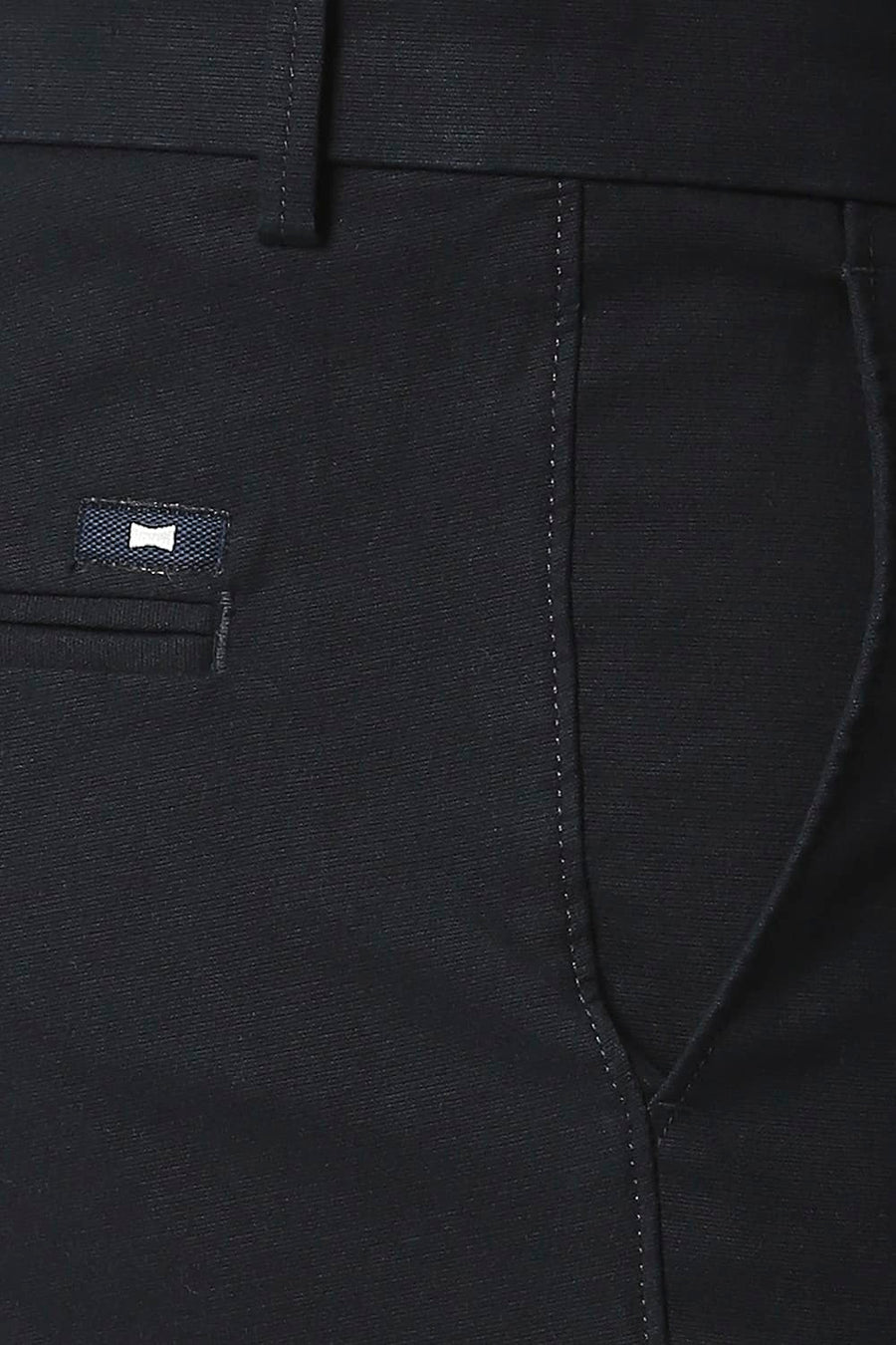 BASICS TAPERED FIT BLUEBERRY NAVY STRETCH TROUSERS