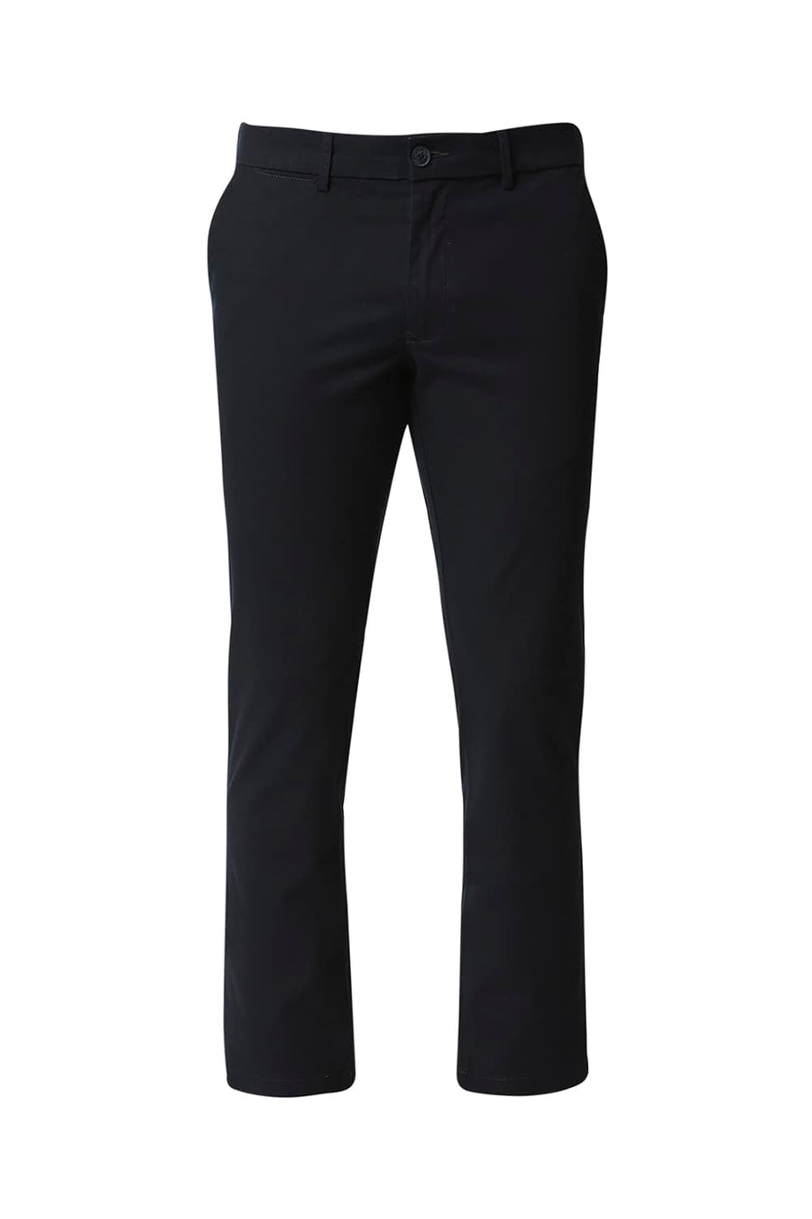 BASICS TAPERED FIT BLUEBERRY NAVY STRETCH TROUSERS