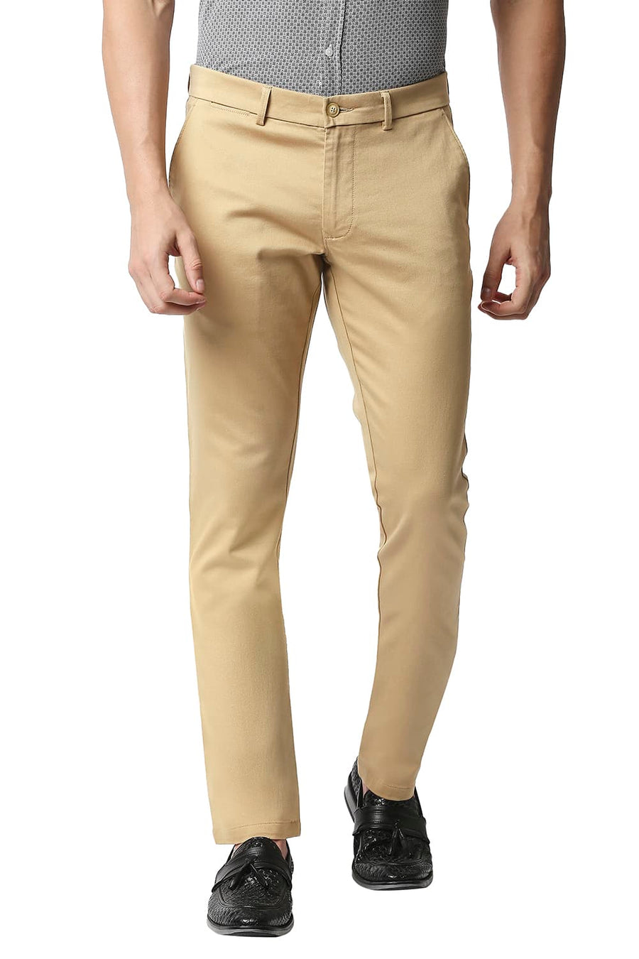 BASICS TAPERED FIT STARFISH KHAKI STRETCH TROUSERS