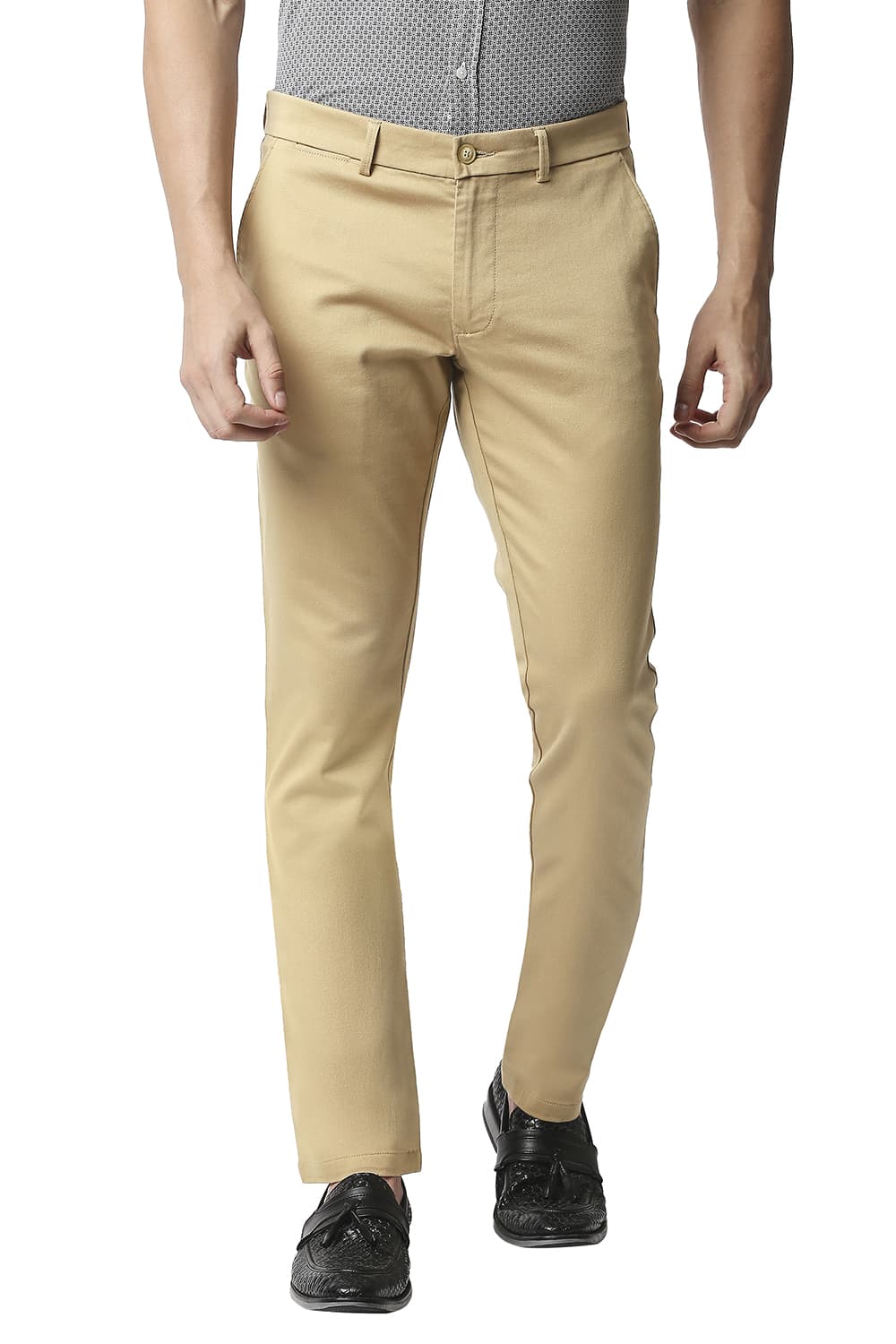 BASICS TAPERED FIT STRETCH TROUSERS