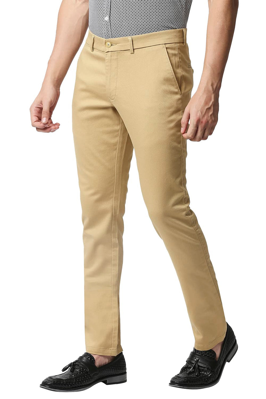 BASICS TAPERED FIT STARFISH KHAKI STRETCH TROUSERS