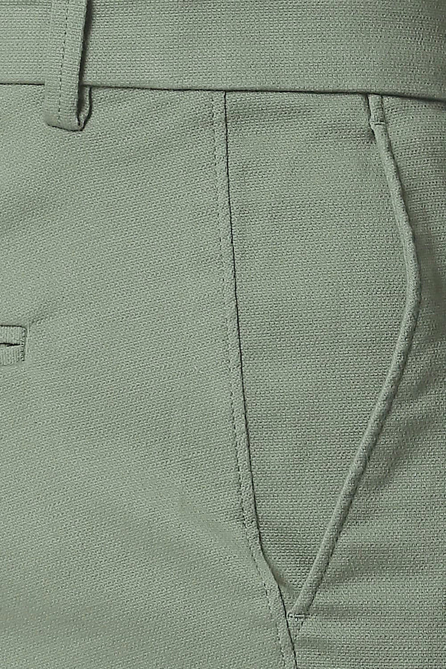 BASICS TAPERED FIT OIL GREEN STRETCH TROUSERS