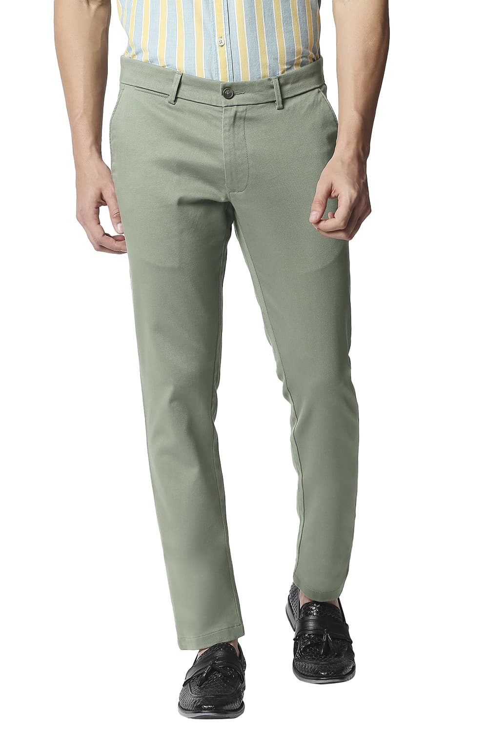 BASICS TAPERED FIT STRETCH TROUSERS