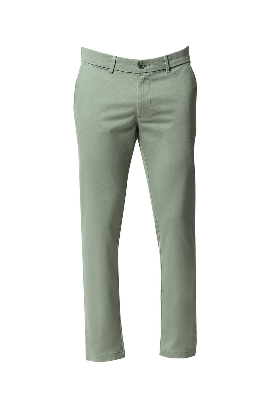 BASICS TAPERED FIT OIL GREEN STRETCH TROUSERS