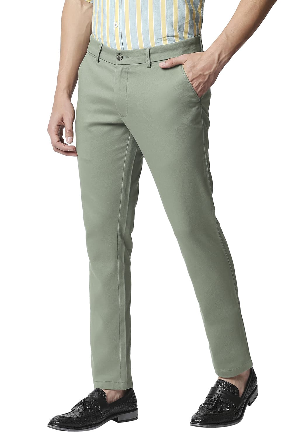 BASICS TAPERED FIT STRETCH TROUSERS