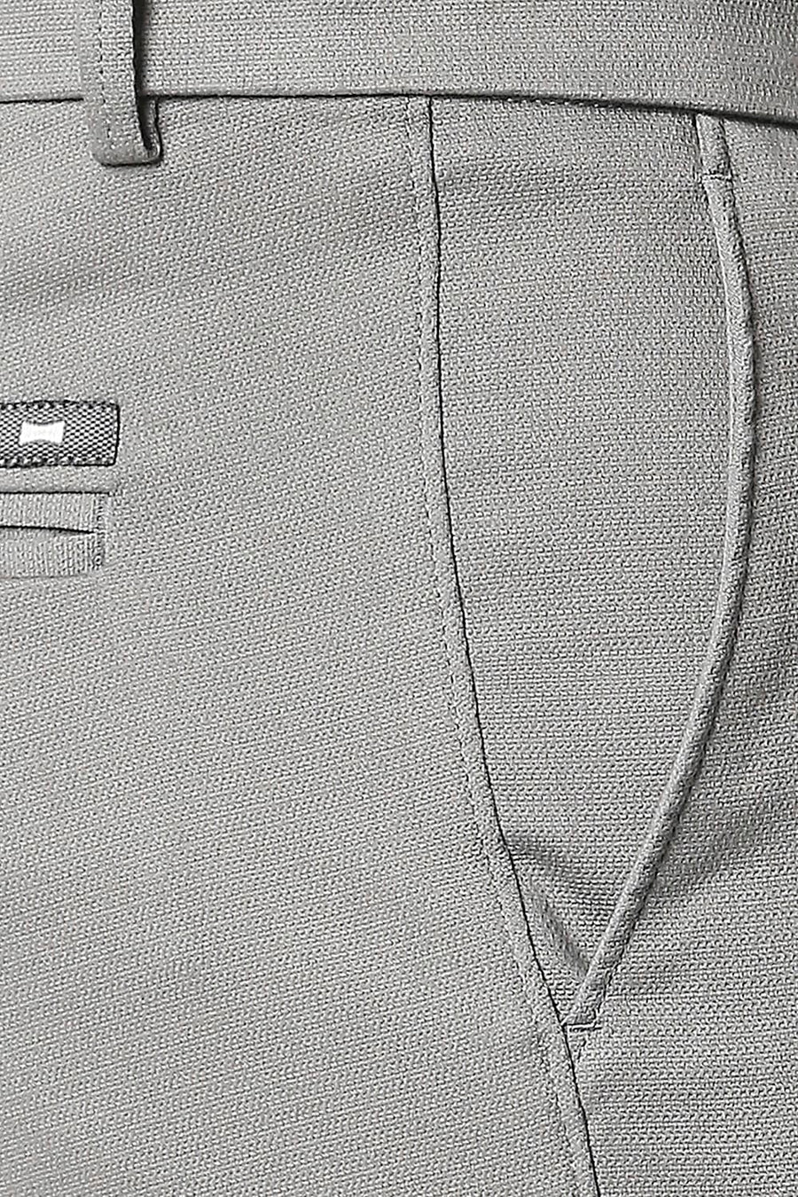 BASICS TAPERED FIT LIMESTONE GREY STRETCH TROUSERS