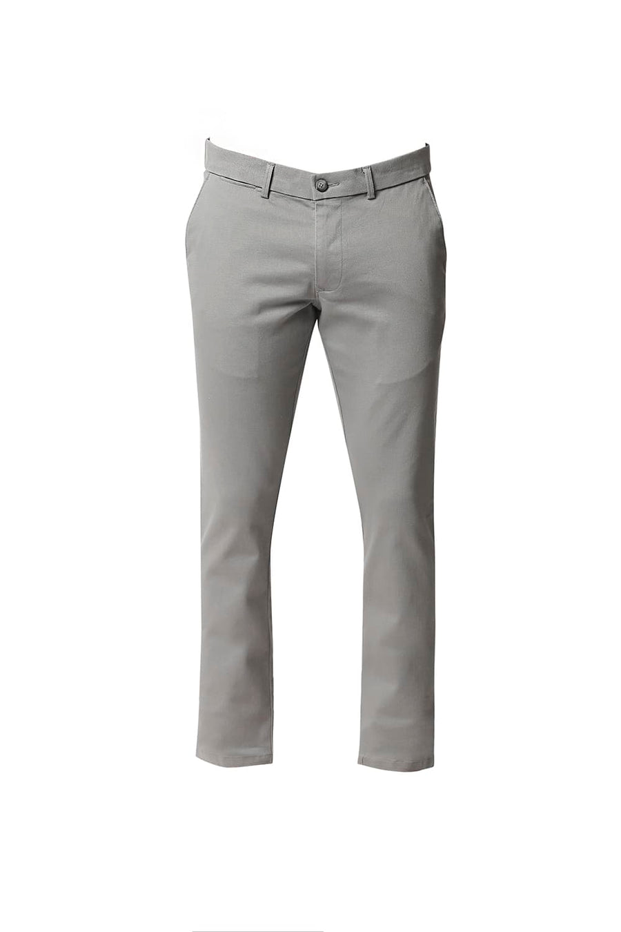 BASICS TAPERED FIT LIMESTONE GREY STRETCH TROUSERS
