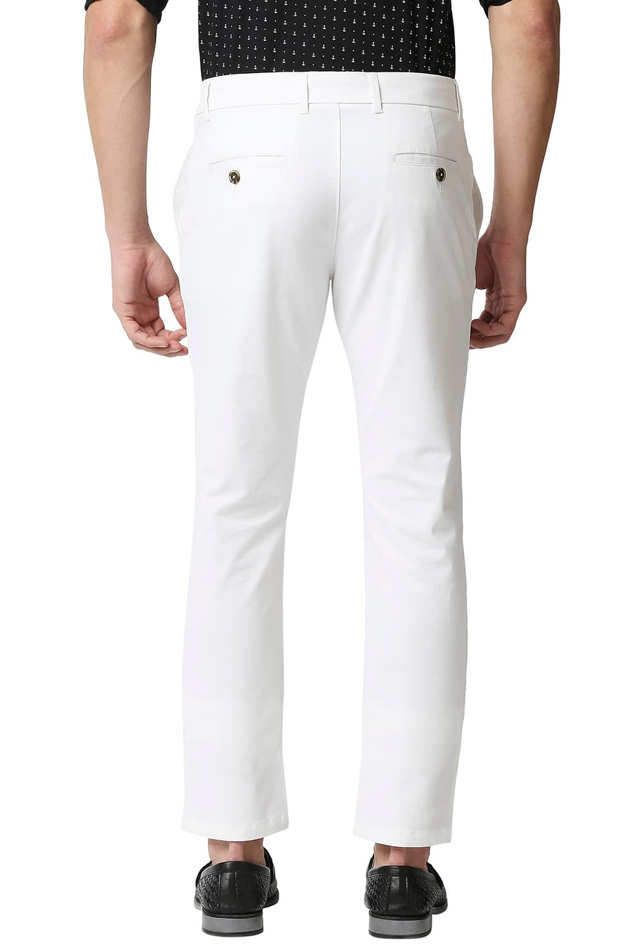 BASICS TAPERED FIT BLANC DE BLANC WHITE STRETCH TROUSERS