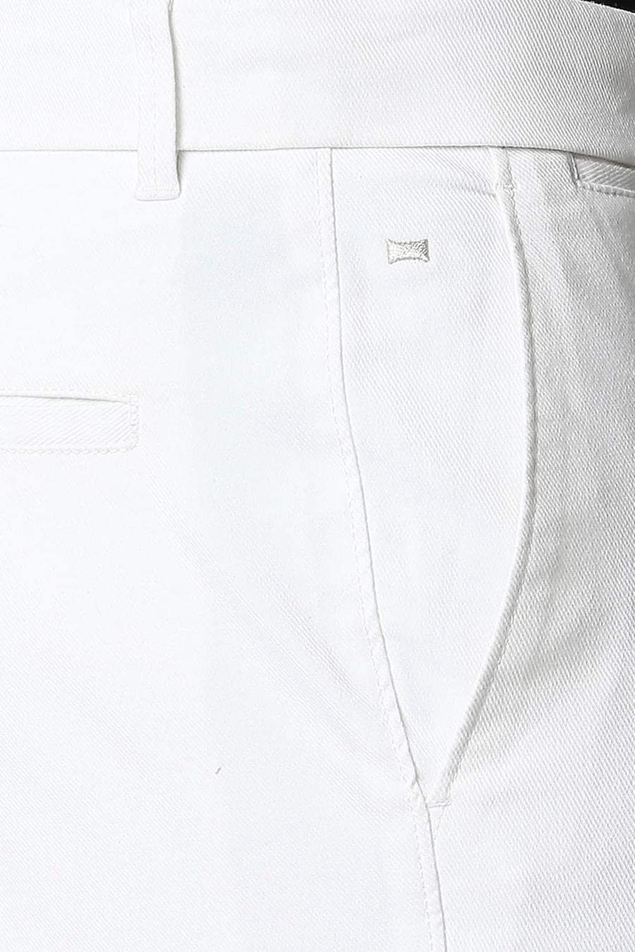 BASICS TAPERED FIT BLANC DE BLANC WHITE STRETCH TROUSERS