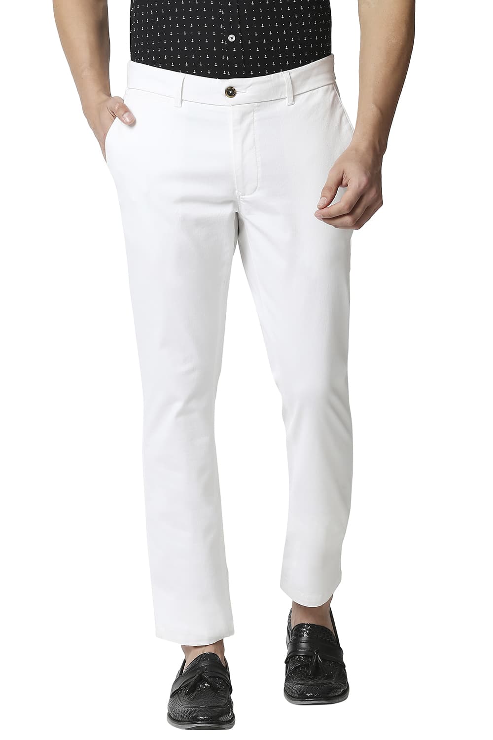 BASICS TAPERED FIT STRETCH TROUSERS