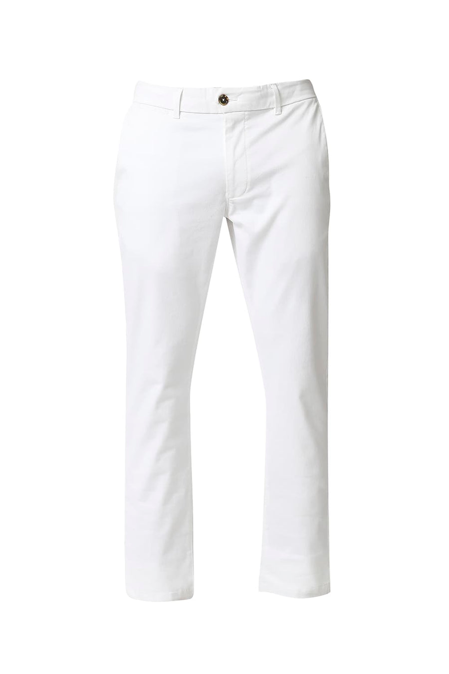 BASICS TAPERED FIT BLANC DE BLANC WHITE STRETCH TROUSERS