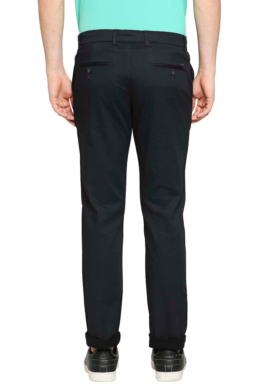 BASICS TAPERED FIT CAVIAR BLACK STRETCH TROUSERS