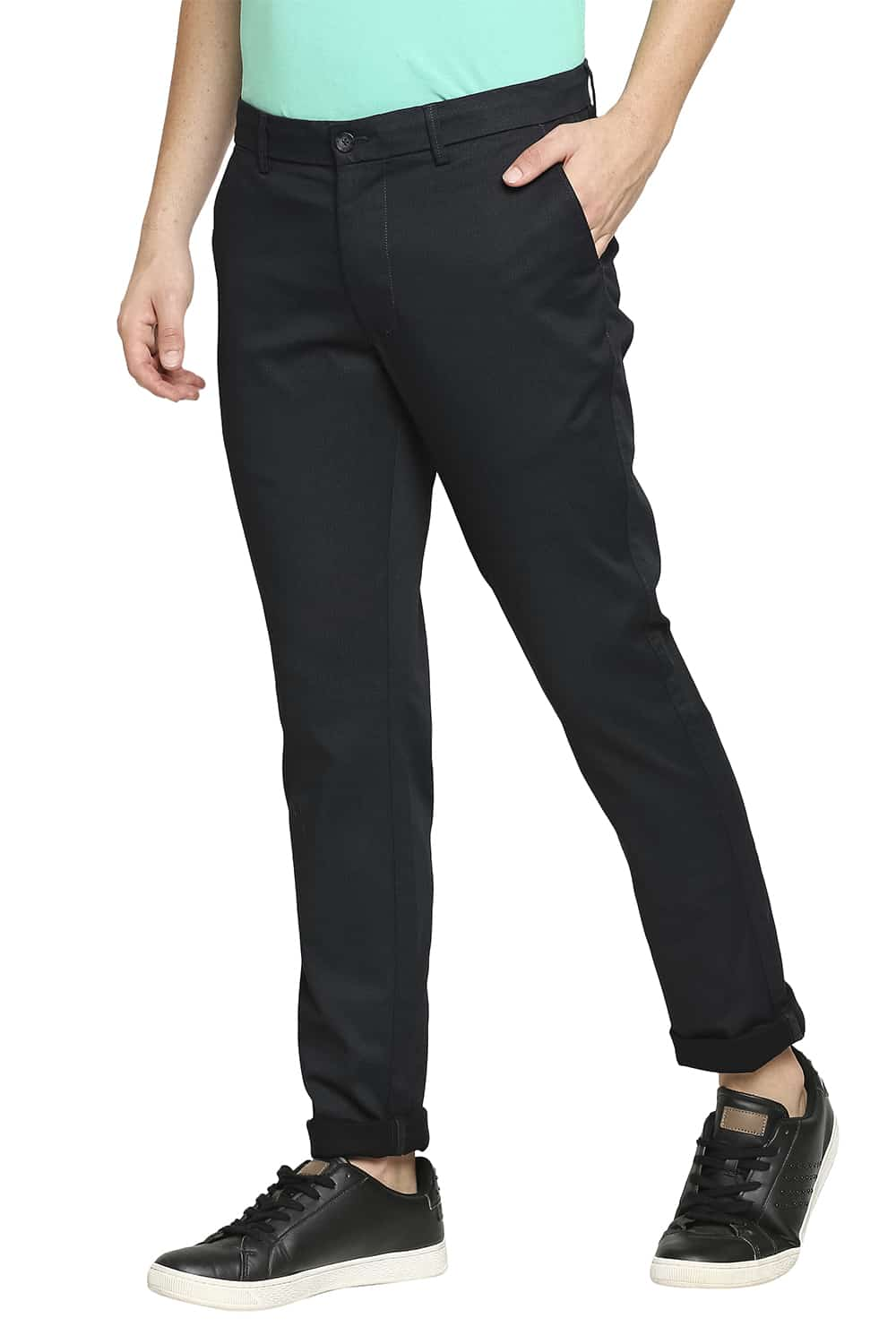 BASICS TAPERED FIT STRETCH TROUSERS