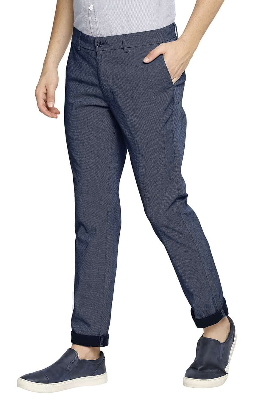BASICS TAPERED FIT MAJOLICA NAVY STRETCH TROUSERS