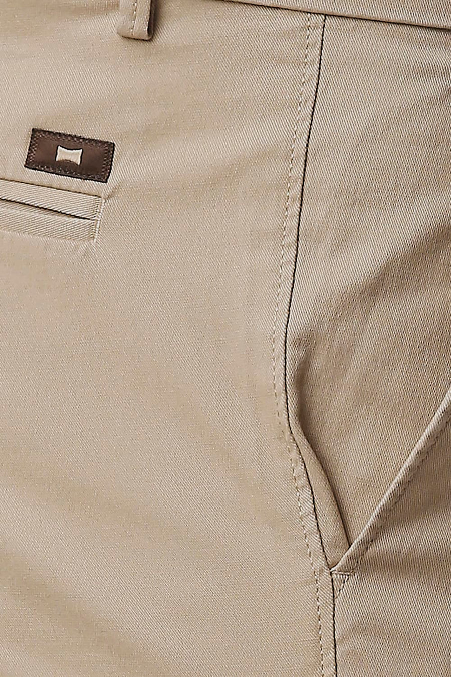 BASICS TAPERED FIT NOMAD BEIGE COTTON STRETCH TROUSERS
