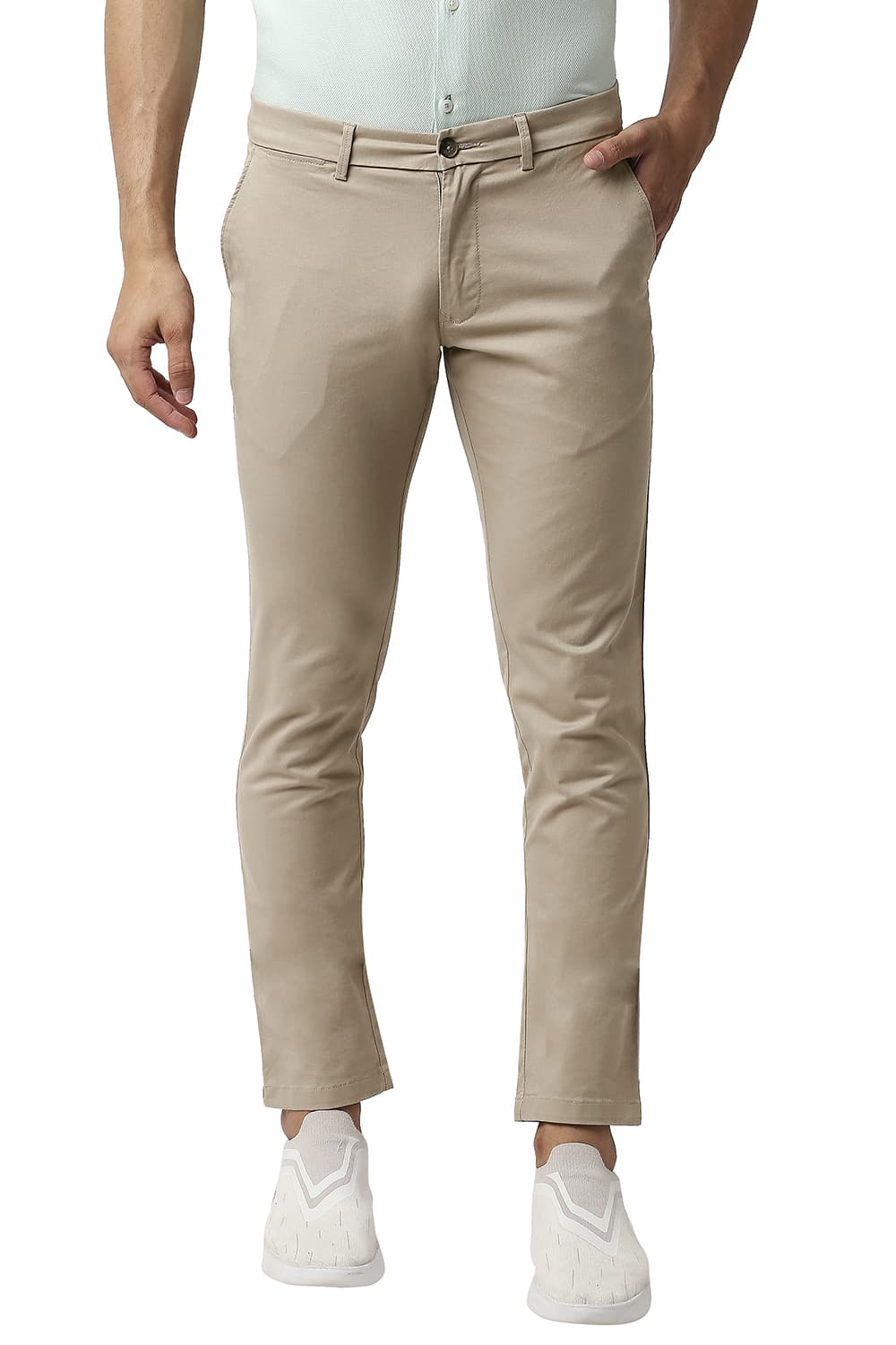 BASICS TAPERED FIT COTTON STRETCH TROUSERS