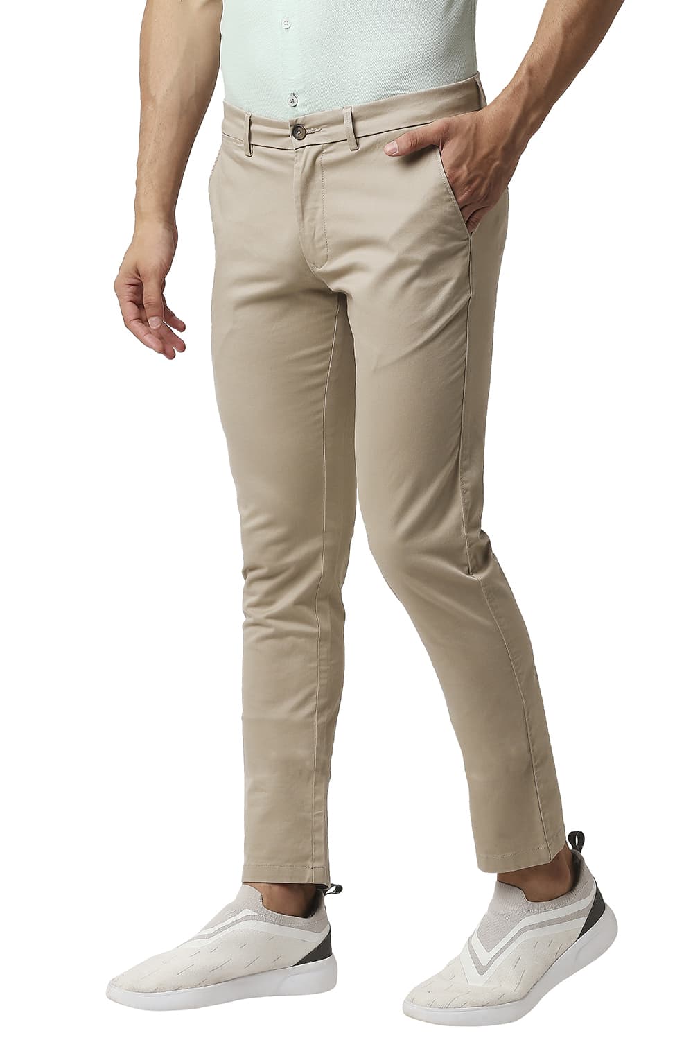 BASICS TAPERED FIT COTTON STRETCH TROUSERS