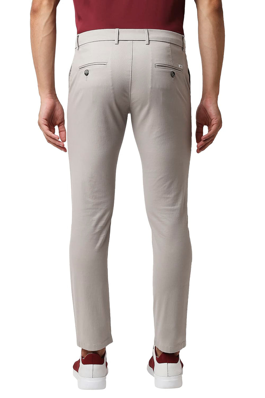 BASICS TAPERED FIT ANTARCTICA GREY COTTON STRETCH TROUSERS