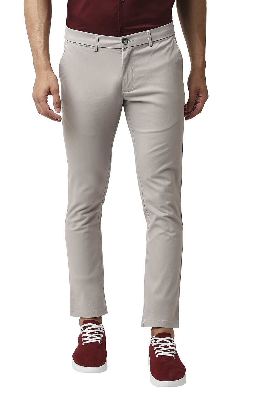 BASICS TAPERED FIT COTTON STRETCH TROUSERS