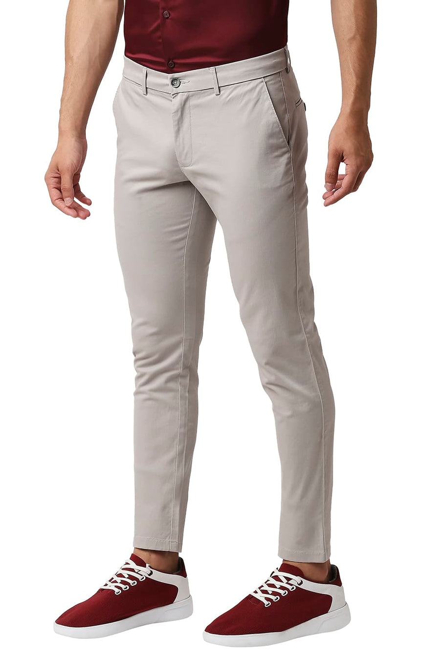 BASICS TAPERED FIT ANTARCTICA GREY COTTON STRETCH TROUSERS