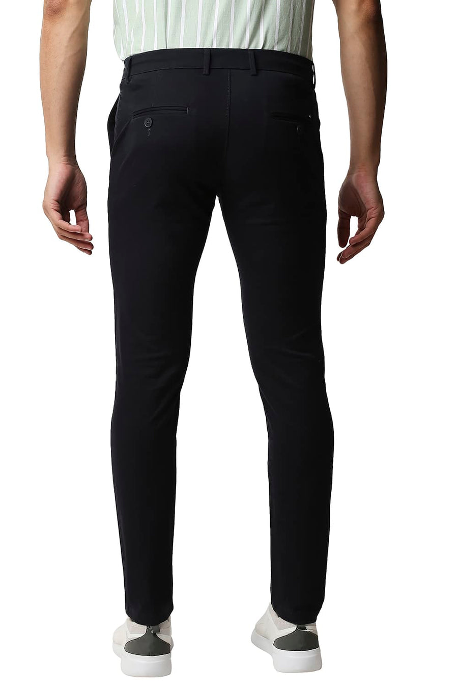 BASICS TAPERED FIT ECLIPSE NAVY COTTON STRETCH TROUSERS