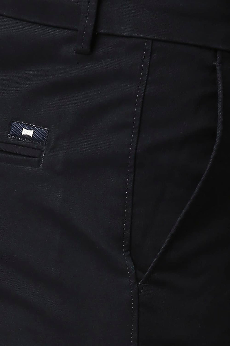 BASICS TAPERED FIT ECLIPSE NAVY COTTON STRETCH TROUSERS