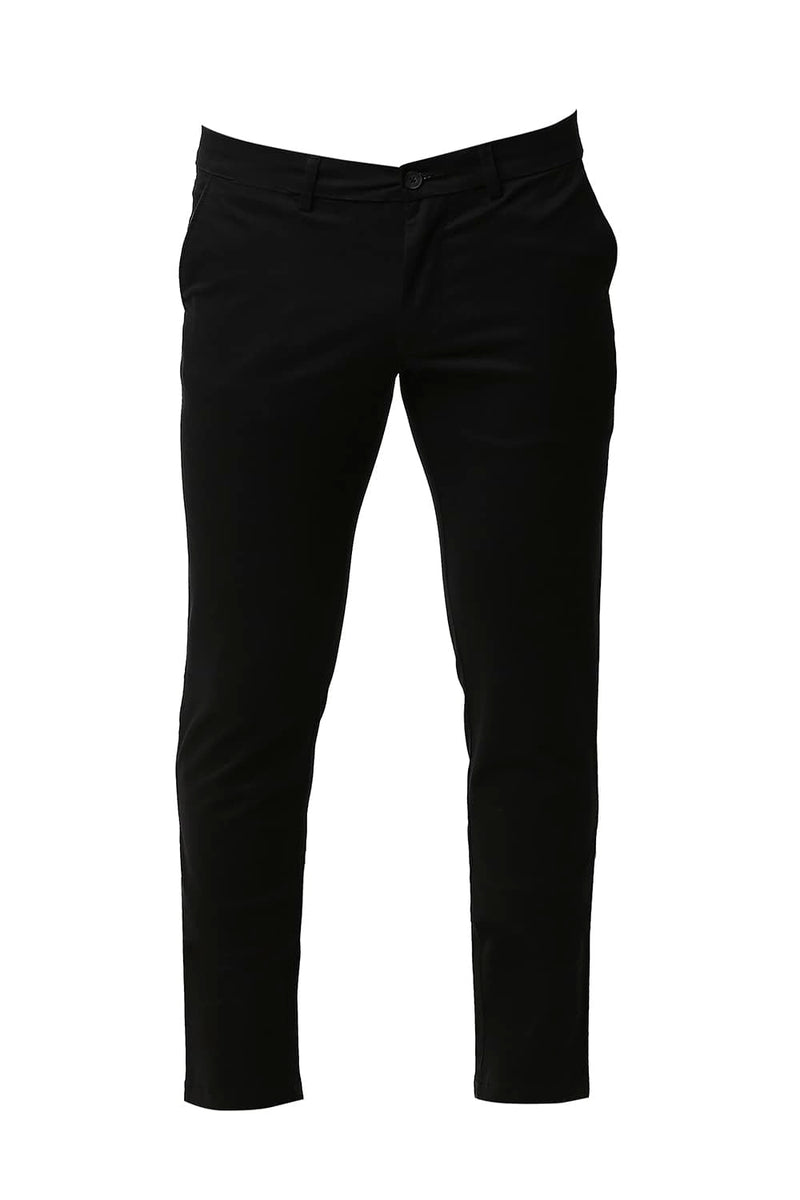 BASICS TAPERED FIT COTTON STRETCH TROUSERS