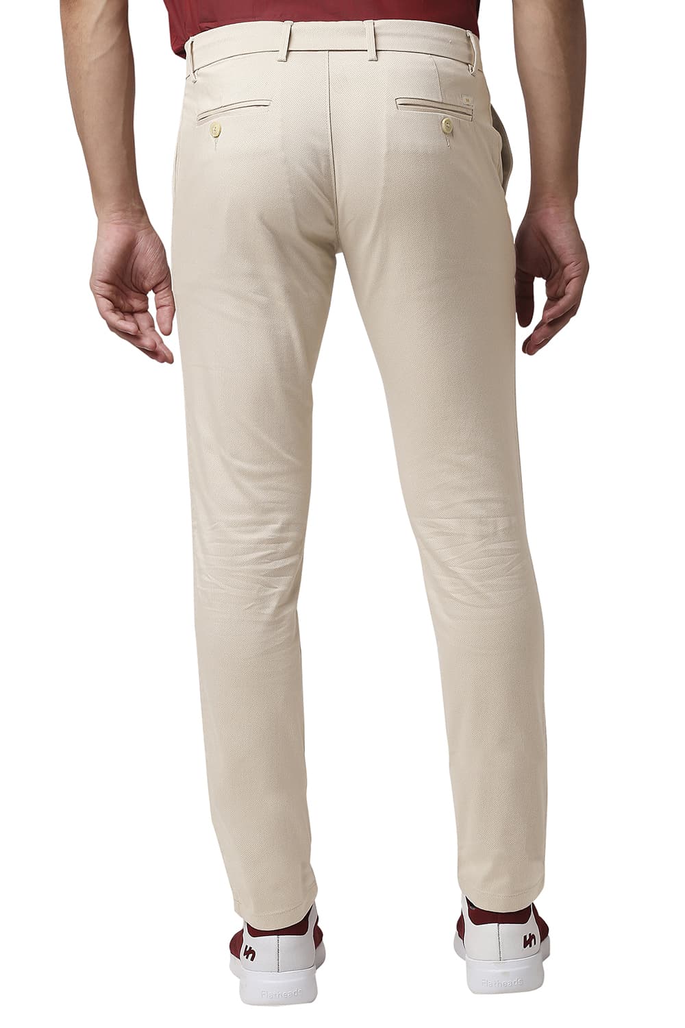 BASICS TAPERED FIT STRETCH PRINTED TROUSERS