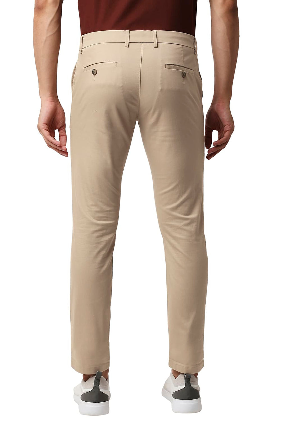 BASICS TAPERED FIT AFFOGAT KHAKHI BROKEN TWILL STRETCH TROUSERS